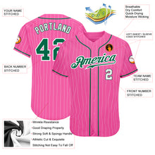 Load image into Gallery viewer, Custom Pink White Pinstripe Kelly Green-White Authentic Baseball Jersey