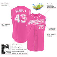 Load image into Gallery viewer, Custom Pink White Authentic Sleeveless Baseball Jersey