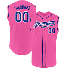 Load image into Gallery viewer, Custom Pink Royal-White Authentic Sleeveless Baseball Jersey