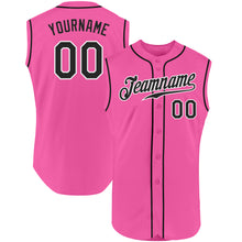 Load image into Gallery viewer, Custom Pink Black-White Authentic Sleeveless Baseball Jersey