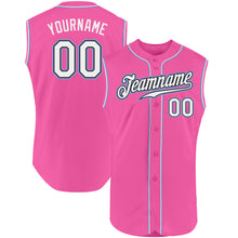Load image into Gallery viewer, Custom Pink White-Light Blue Authentic Sleeveless Baseball Jersey