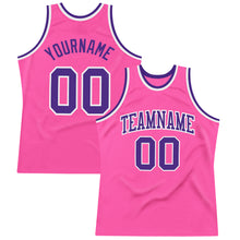 Load image into Gallery viewer, Custom Pink Purple-White Authentic Throwback Basketball Jersey