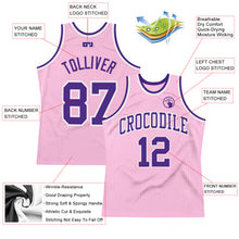 Load image into Gallery viewer, Custom Light Pink Purple-White Authentic Throwback Basketball Jersey