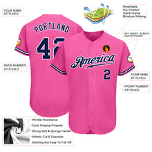 Load image into Gallery viewer, Custom Pink Navy-White Authentic Baseball Jersey
