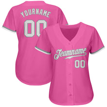 Load image into Gallery viewer, Custom Pink White-Gray Authentic Baseball Jersey