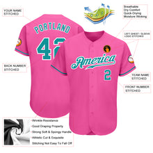 Load image into Gallery viewer, Custom Pink Teal-White Authentic Baseball Jersey