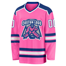 Load image into Gallery viewer, Custom Pink White-Royal Hockey Jersey