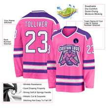 Load image into Gallery viewer, Custom Pink White-Purple Hockey Jersey