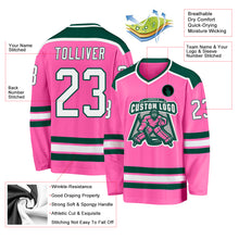 Load image into Gallery viewer, Custom Pink White-Green Hockey Jersey