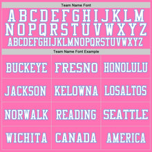 Load image into Gallery viewer, Custom Pink Light Blue-White Mesh Authentic Football Jersey