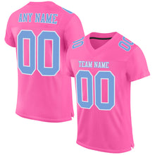 Load image into Gallery viewer, Custom Pink Light Blue-White Mesh Authentic Football Jersey