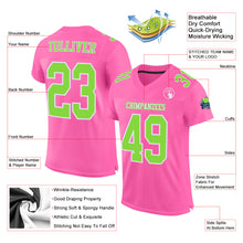 Load image into Gallery viewer, Custom Pink Neon Green-White Mesh Authentic Football Jersey