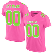 Load image into Gallery viewer, Custom Pink Neon Green-White Mesh Authentic Football Jersey