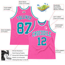 Load image into Gallery viewer, Custom Pink Teal-White Authentic Throwback Basketball Jersey