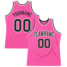 Load image into Gallery viewer, Custom Pink Black-White Authentic Throwback Basketball Jersey