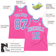 Load image into Gallery viewer, Custom Pink Light Blue-White Authentic Throwback Basketball Jersey