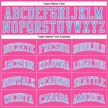 Load image into Gallery viewer, Custom Pink Light Blue-White Authentic Throwback Basketball Jersey