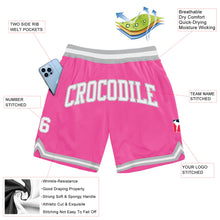 Load image into Gallery viewer, Custom Pink White-Gray Authentic Throwback Basketball Shorts
