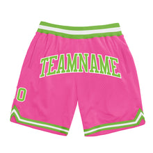 Load image into Gallery viewer, Custom Pink Neon Green-White Authentic Throwback Basketball Shorts