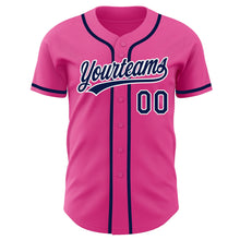 Load image into Gallery viewer, Custom Pink Navy-White Authentic Baseball Jersey