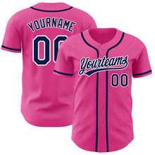 Load image into Gallery viewer, Custom Pink Navy-White Authentic Baseball Jersey