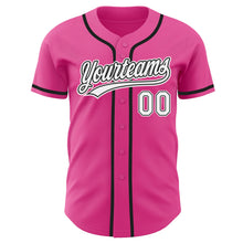 Load image into Gallery viewer, Custom Pink White-Black Authentic Baseball Jersey