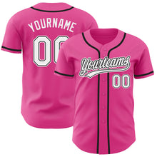 Load image into Gallery viewer, Custom Pink White-Black Authentic Baseball Jersey