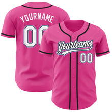 Load image into Gallery viewer, Custom Pink White Black-Light Blue Authentic Baseball Jersey