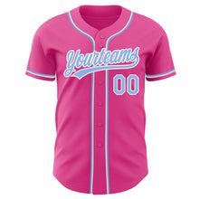 Load image into Gallery viewer, Custom Pink Light Blue-White Authentic Baseball Jersey
