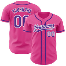 Load image into Gallery viewer, Custom Pink Purple-White Authentic Baseball Jersey