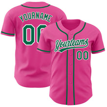 Load image into Gallery viewer, Custom Pink Kelly Green-White Authentic Baseball Jersey