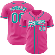 Load image into Gallery viewer, Custom Pink Teal-White Authentic Baseball Jersey