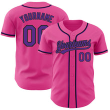 Load image into Gallery viewer, Custom Pink Purple-Black Authentic Baseball Jersey