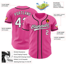 Load image into Gallery viewer, Custom Pink White Pinstripe White-Black Authentic Baseball Jersey