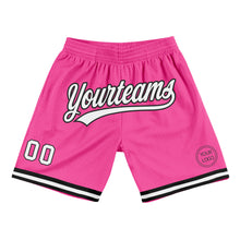 Load image into Gallery viewer, Custom Pink White-Black Authentic Throwback Basketball Shorts