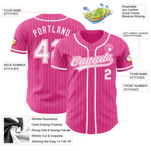 Load image into Gallery viewer, Custom Pink White Pinstripe White Authentic Baseball Jersey