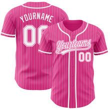 Load image into Gallery viewer, Custom Pink White Pinstripe White Authentic Baseball Jersey