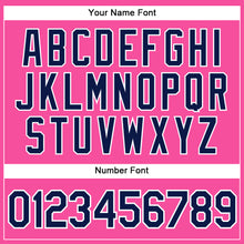 Load image into Gallery viewer, Custom Pink White Pinstripe Navy Authentic Baseball Jersey