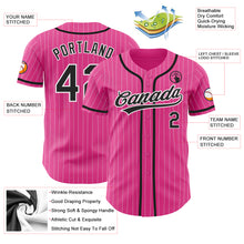 Load image into Gallery viewer, Custom Pink White Pinstripe Black Authentic Baseball Jersey
