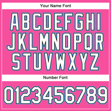 Load image into Gallery viewer, Custom Pink White Pinstripe Sky Blue Authentic Baseball Jersey