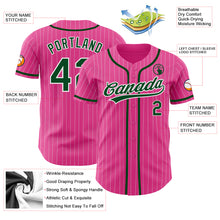 Load image into Gallery viewer, Custom Pink White Pinstripe Green Authentic Baseball Jersey