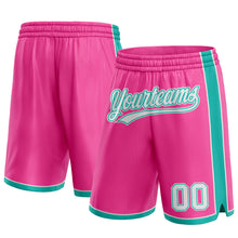 Load image into Gallery viewer, Custom Pink White-Aqua Authentic Basketball Shorts
