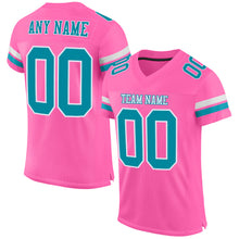 Load image into Gallery viewer, Custom Pink Teal-White Mesh Authentic Football Jersey
