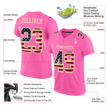 Load image into Gallery viewer, Custom Pink Vintage USA Flag-City Cream Mesh Authentic Football Jersey