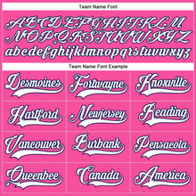 Load image into Gallery viewer, Custom Pink White-Navy Hockey Lace Neck Jersey