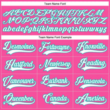 Load image into Gallery viewer, Custom Pink White-Aqua Hockey Lace Neck Jersey