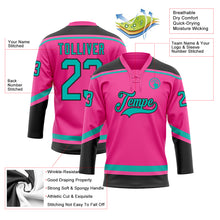 Load image into Gallery viewer, Custom Pink Aqua-Black Hockey Lace Neck Jersey