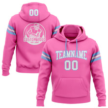 Load image into Gallery viewer, Custom Stitched Pink White-Light Blue Football Pullover Sweatshirt Hoodie