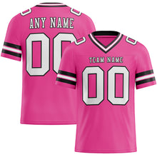 Load image into Gallery viewer, Custom Pink White-Black Authentic Football Jersey