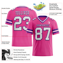 Load image into Gallery viewer, Custom Pink White-Purple Authentic Football Jersey